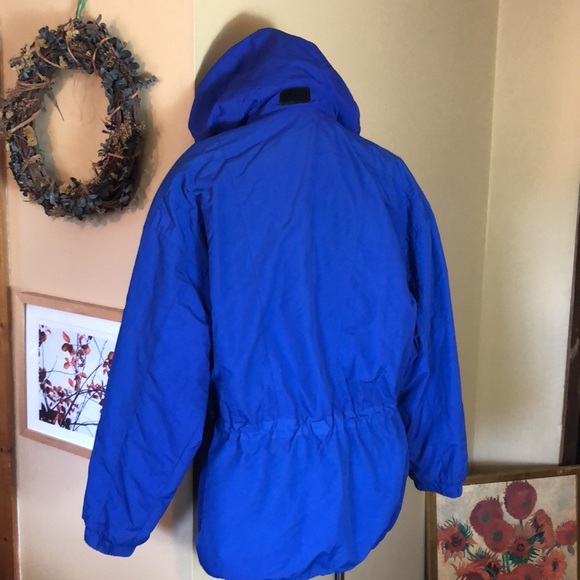 VTG 90s OBERMEYER sz Large SkiWear Snow Hooded Parkas Vivid Blue Fleece Classic - Picture 8 of 16